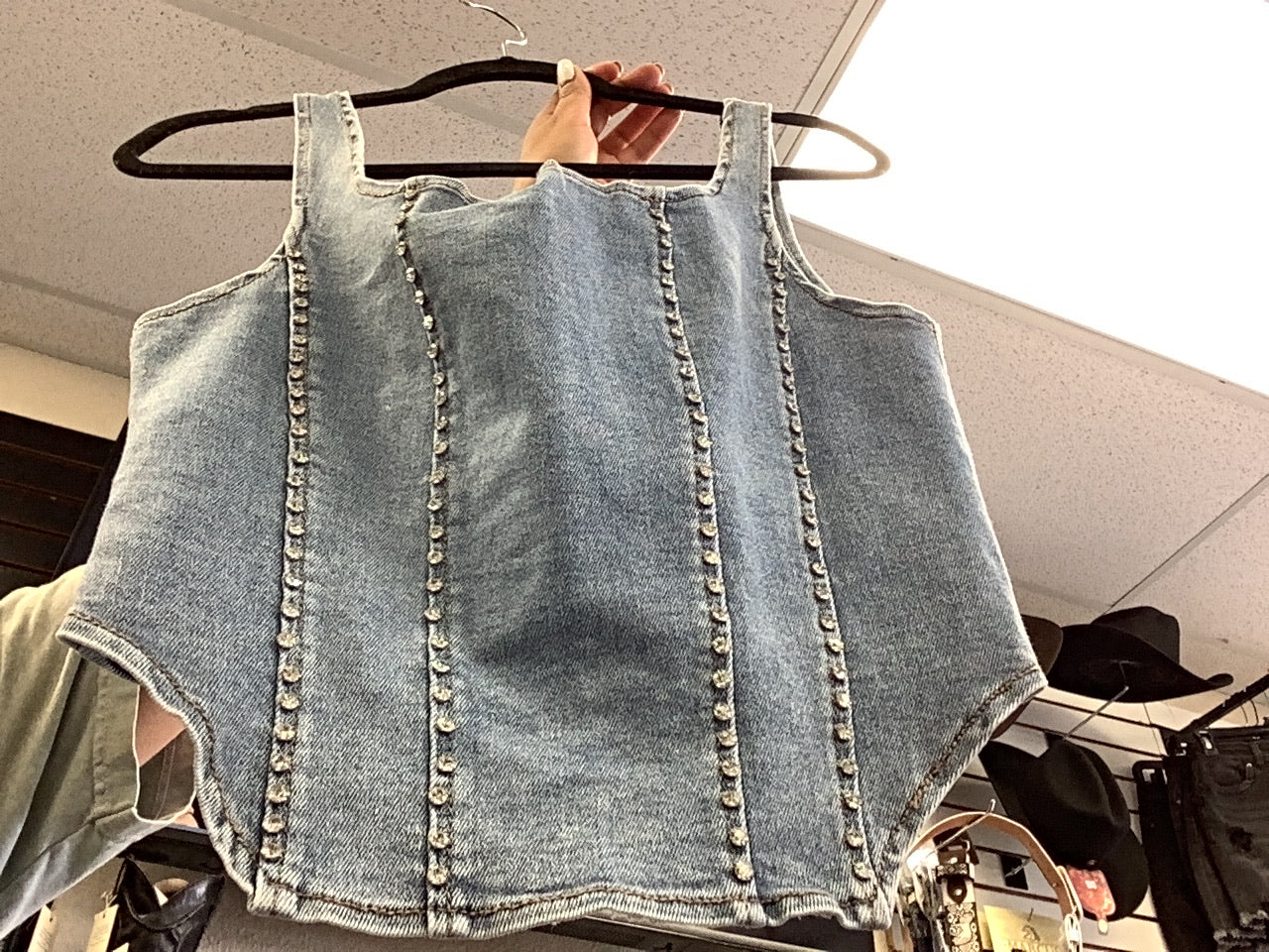 Sparkle denim tank top
